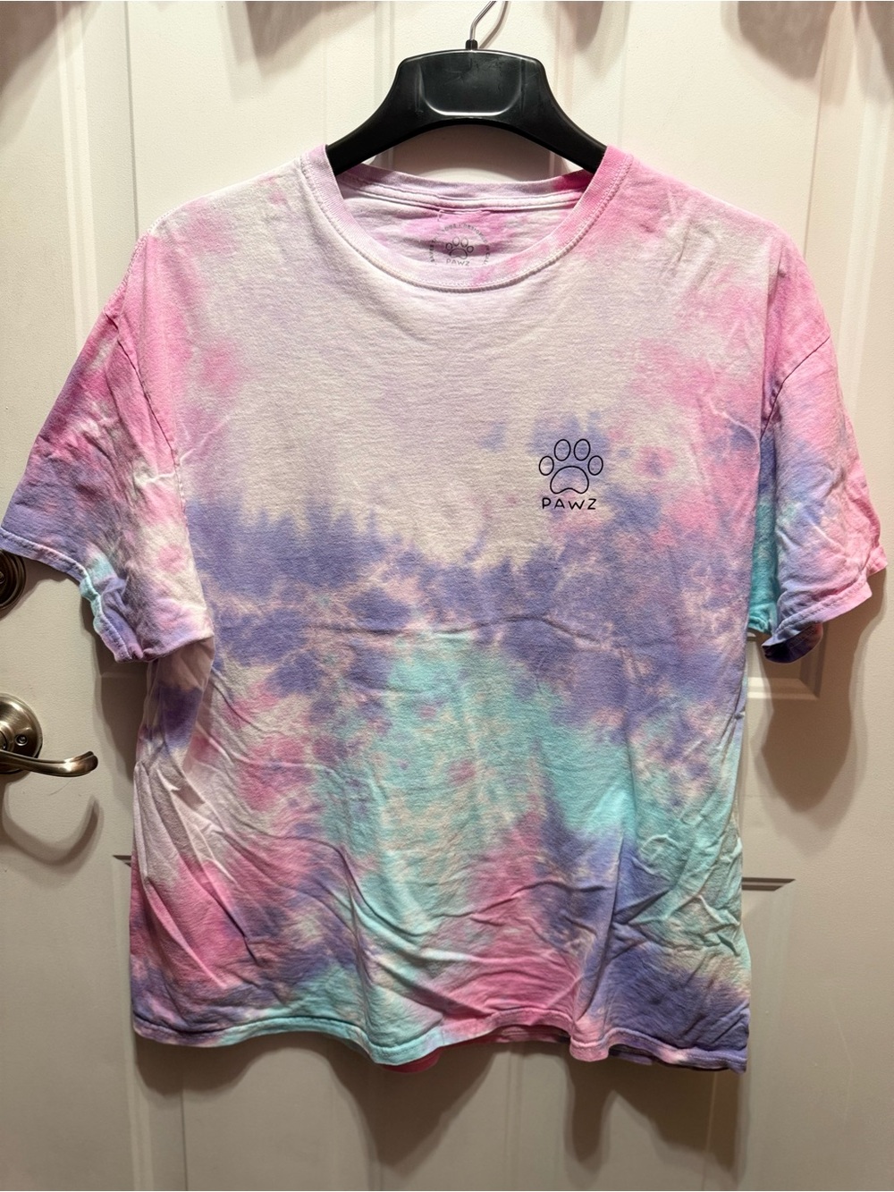PAWZ Pastel Tie-Dye Short Sleeve Tee in Pink, Purple & Aqua Size XL